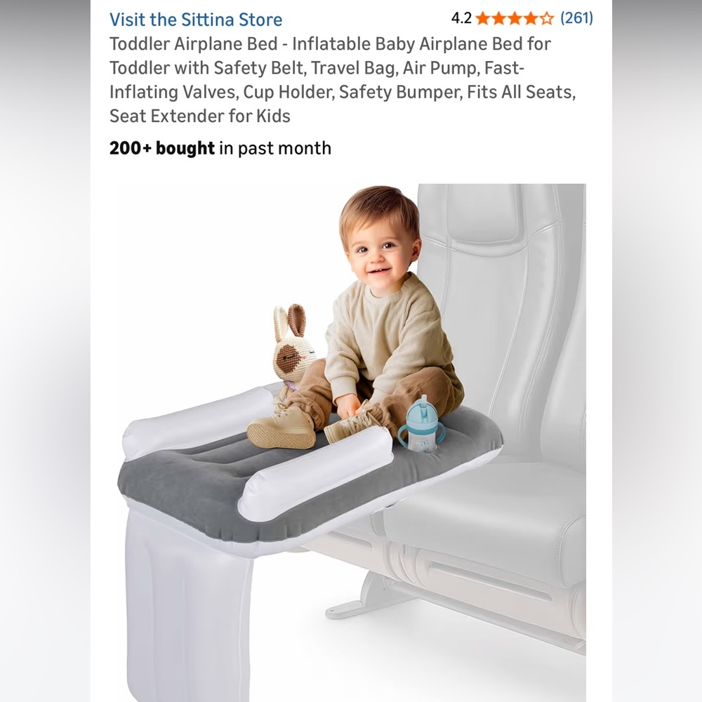Gray and White Baby Travel Seat Cushion